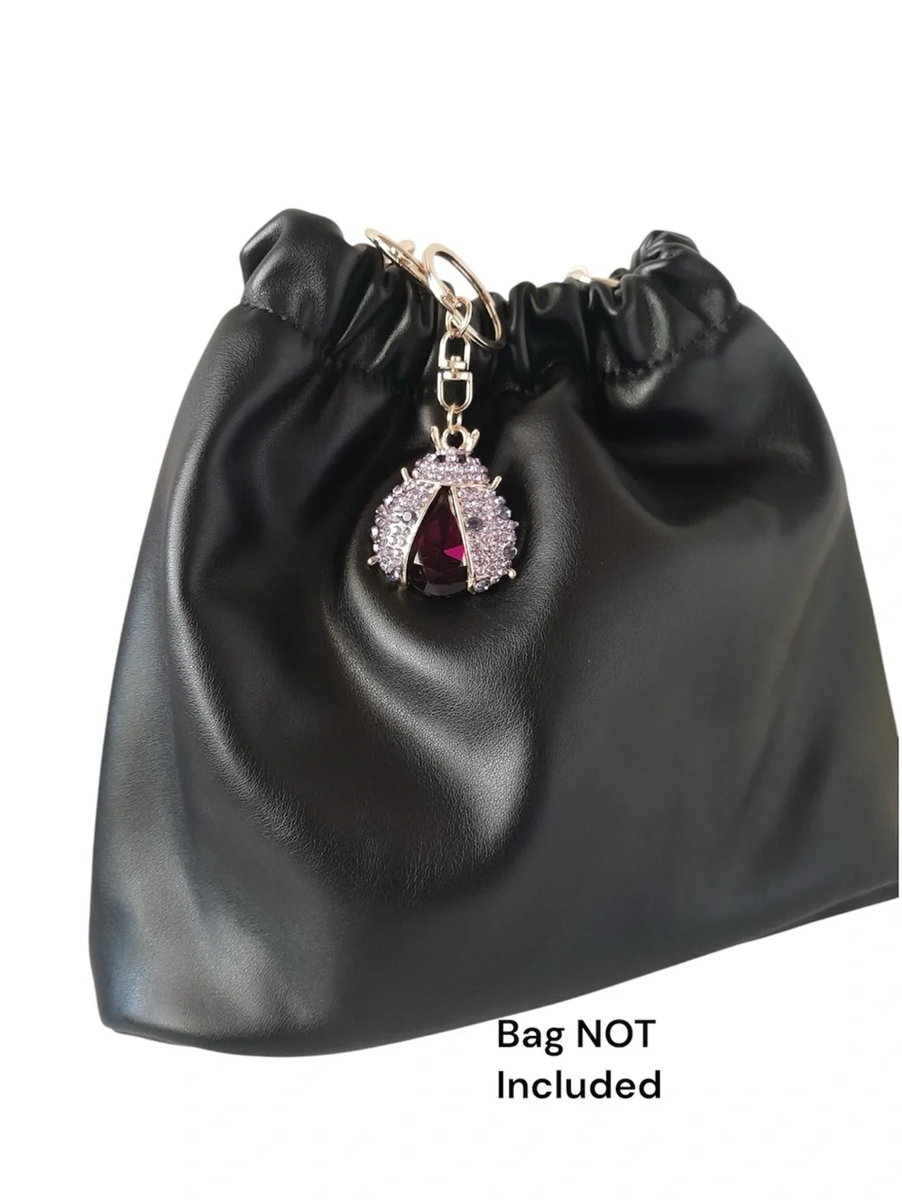 Rhinestone Ladybug Keychain Bling Crystal Bag Charm 1pc